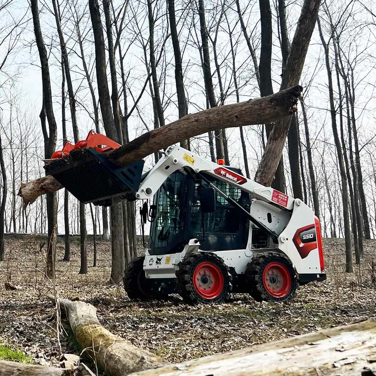 TMG Industrial 84” Skid Steer Skeleton Grapple Attachment, Universal Mount, 34” Arm Opening, 3” Tine Spacing, 2600 lb Weight Capacity, TMG-SG85