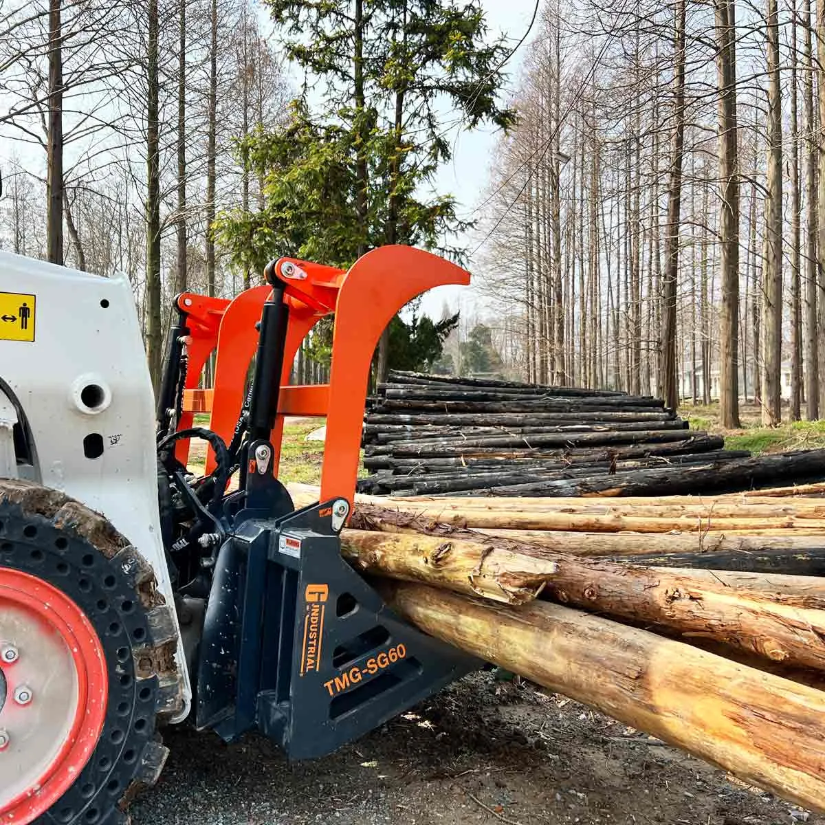 TMG Industrial 84” Skid Steer Skeleton Grapple Attachment, Universal Mount, 34” Arm Opening, 3” Tine Spacing, 2600 lb Weight Capacity, TMG-SG85