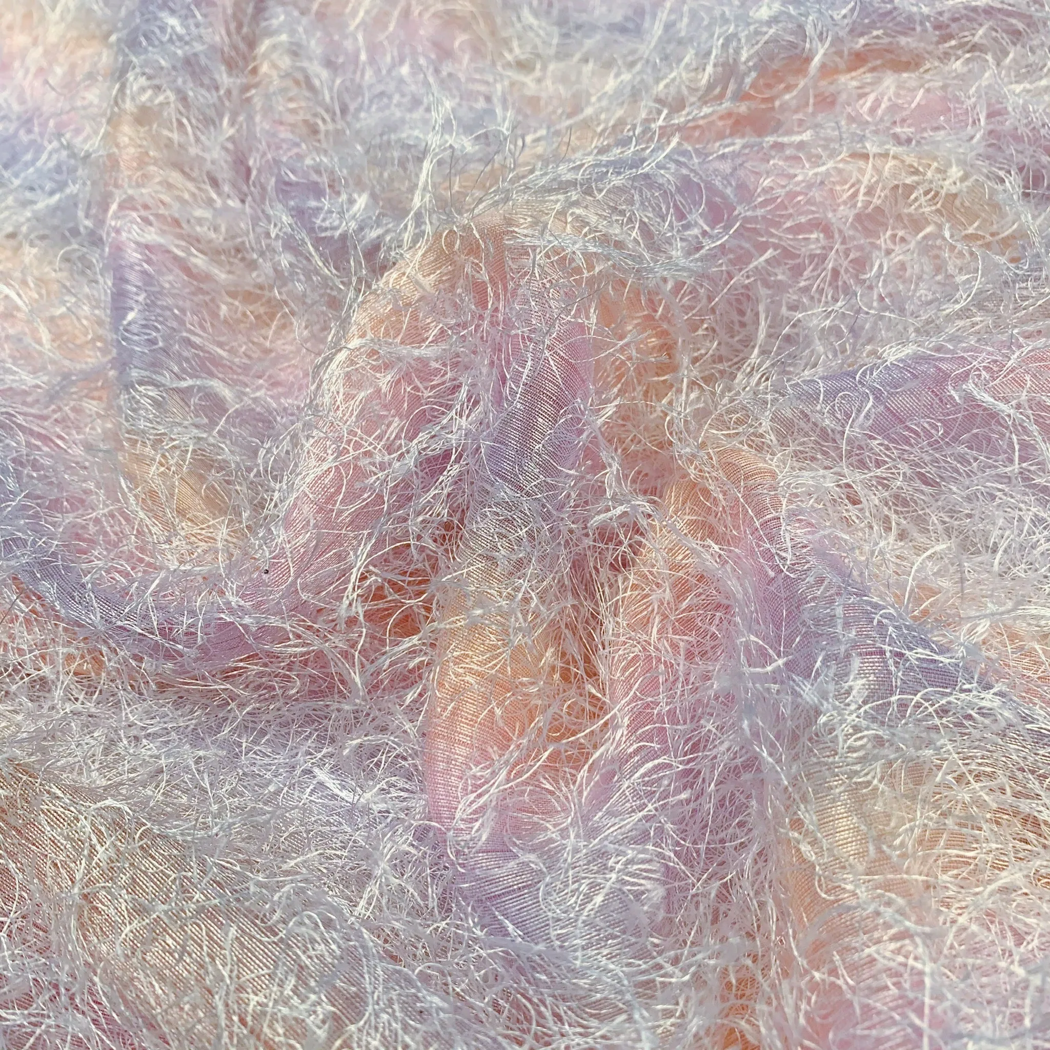 Unicorn Sherbert Ombre Fringe Satin Woven - Remnant