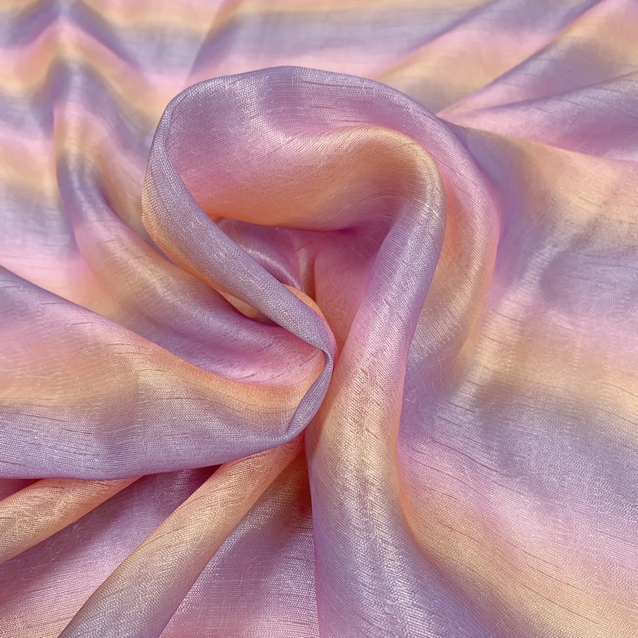 Unicorn Sherbert Ombre Fringe Satin Woven - Remnant