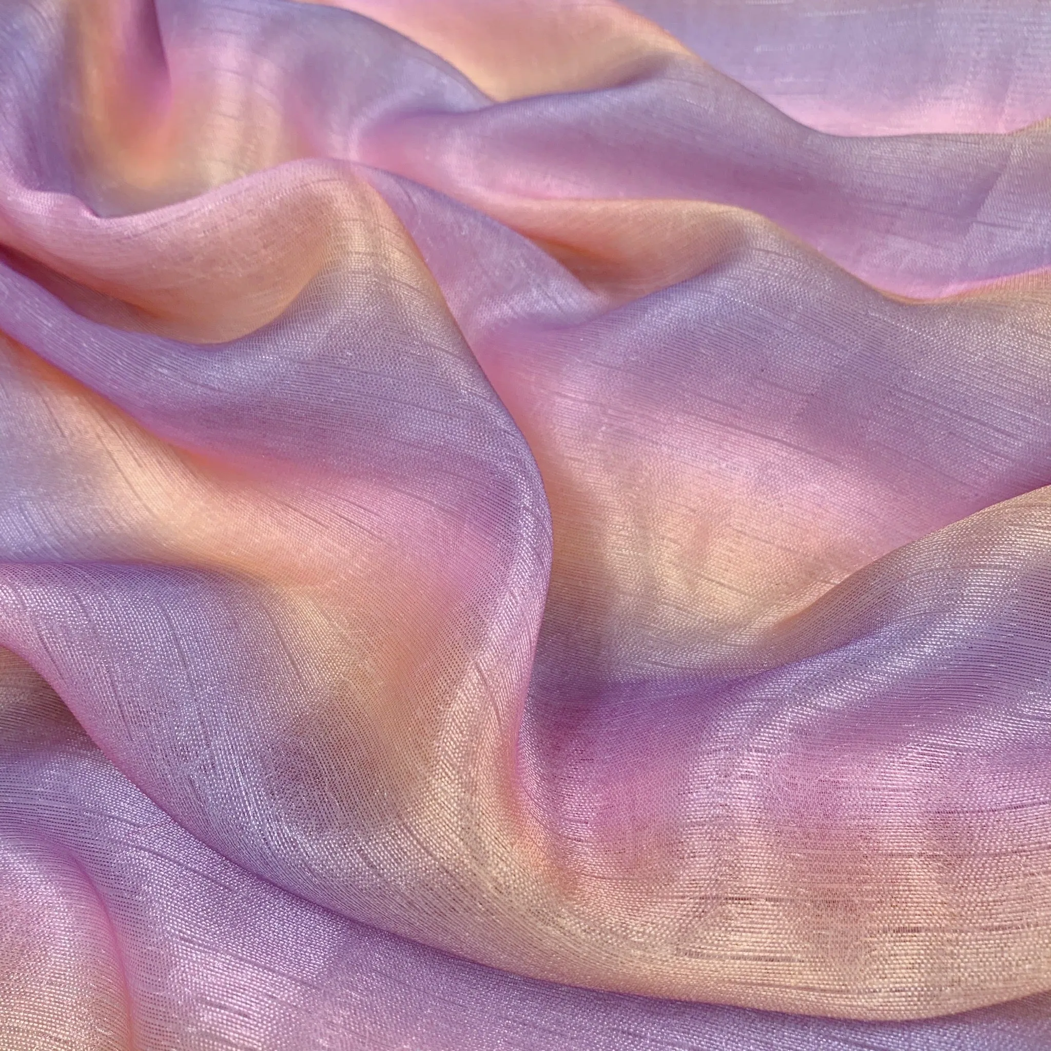 Unicorn Sherbert Ombre Fringe Satin Woven - Remnant