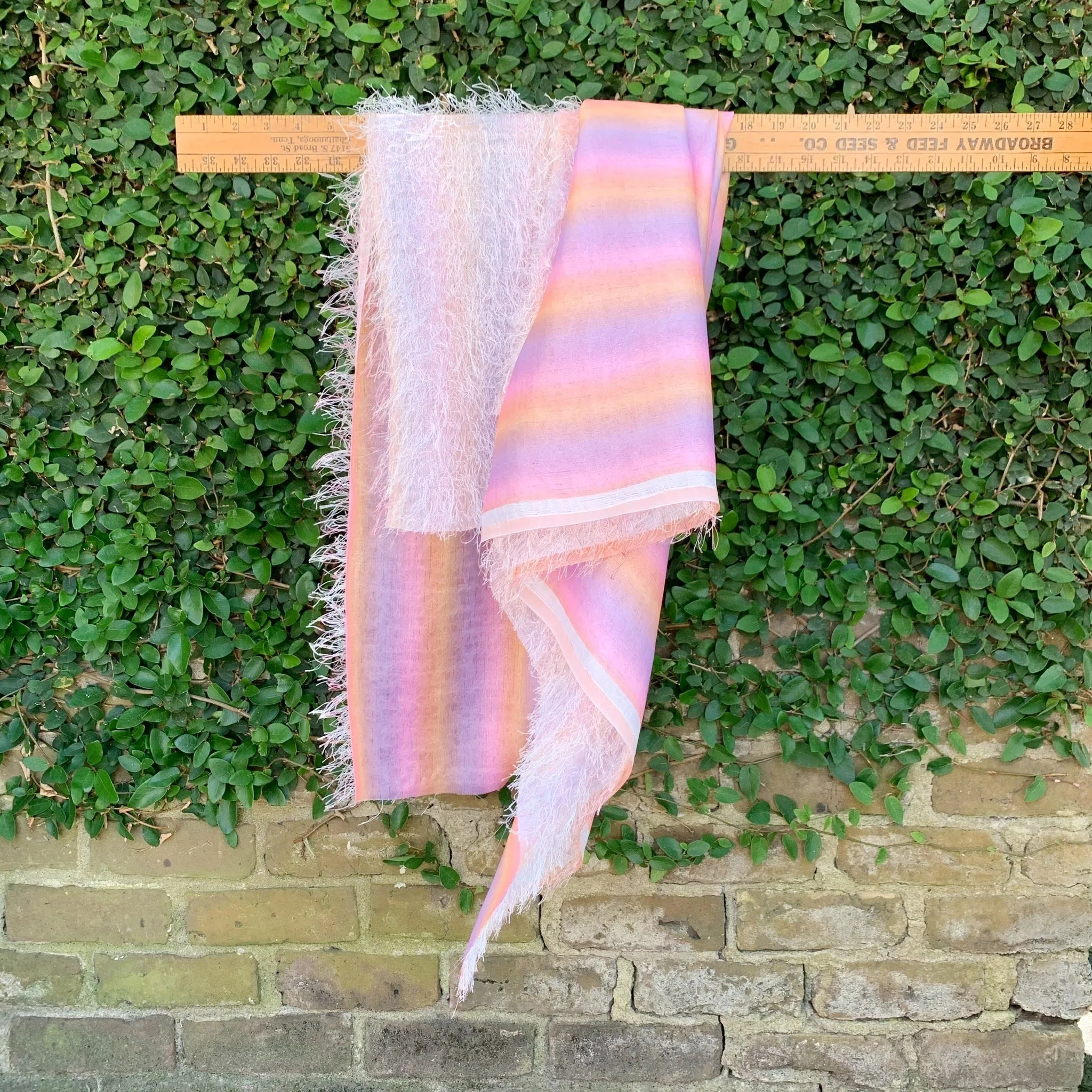 Unicorn Sherbert Ombre Fringe Satin Woven - Remnant