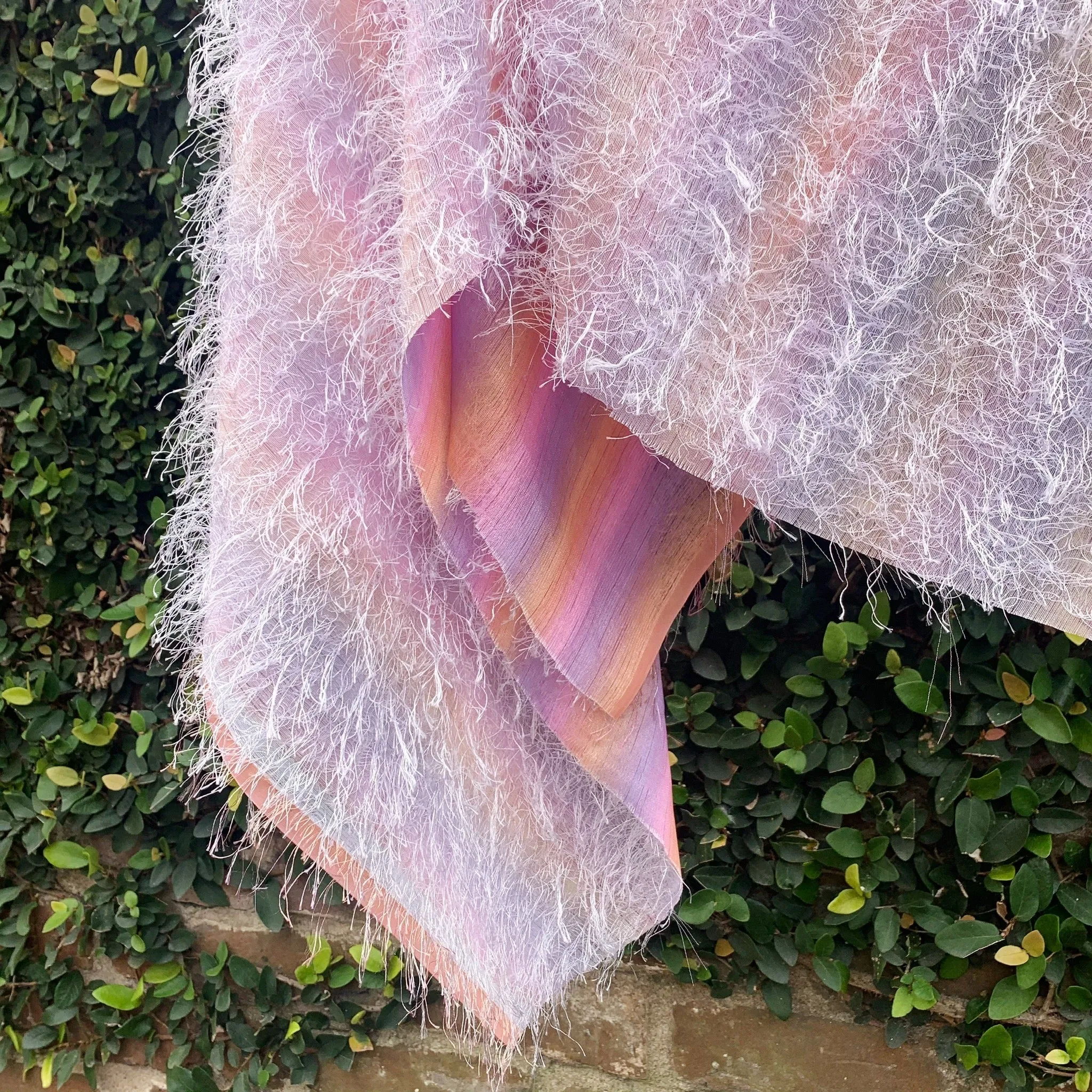 Unicorn Sherbert Ombre Fringe Satin Woven - Remnant