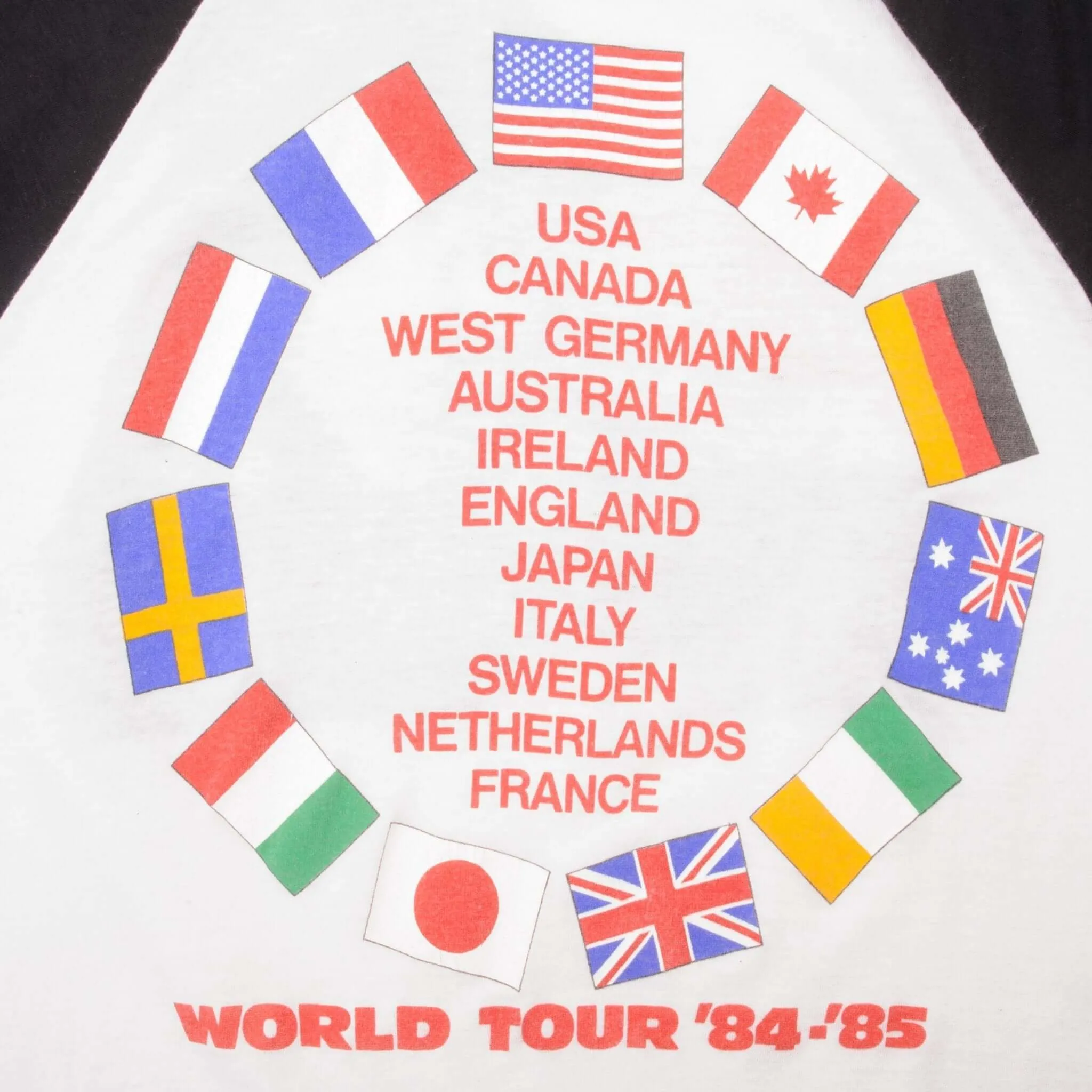 VINTAGE BRUCE SPRINGSTEEN WORLD TOUR 1984 RAGLAN TEE SHIRT SMALL MADE USA