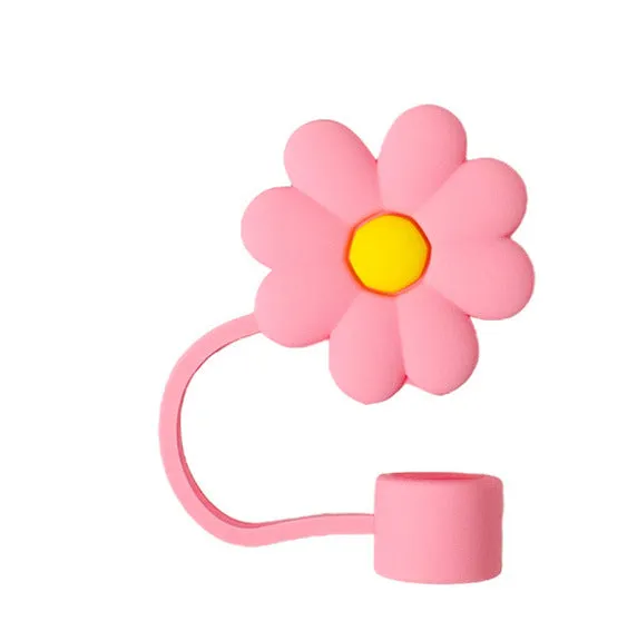 Wholesale 10mm Cute and Simple Chrysanthemum Silicone Straw Set