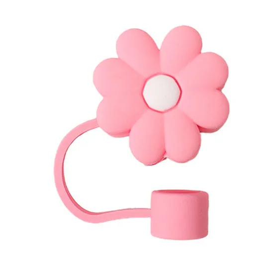 Wholesale 10mm Cute and Simple Chrysanthemum Silicone Straw Set