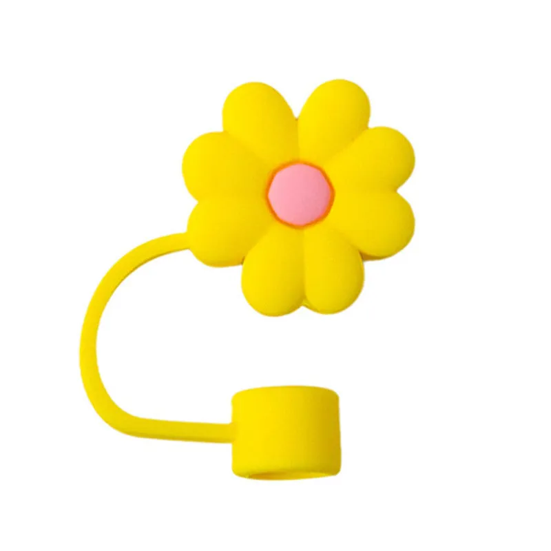 Wholesale 10mm Cute and Simple Chrysanthemum Silicone Straw Set