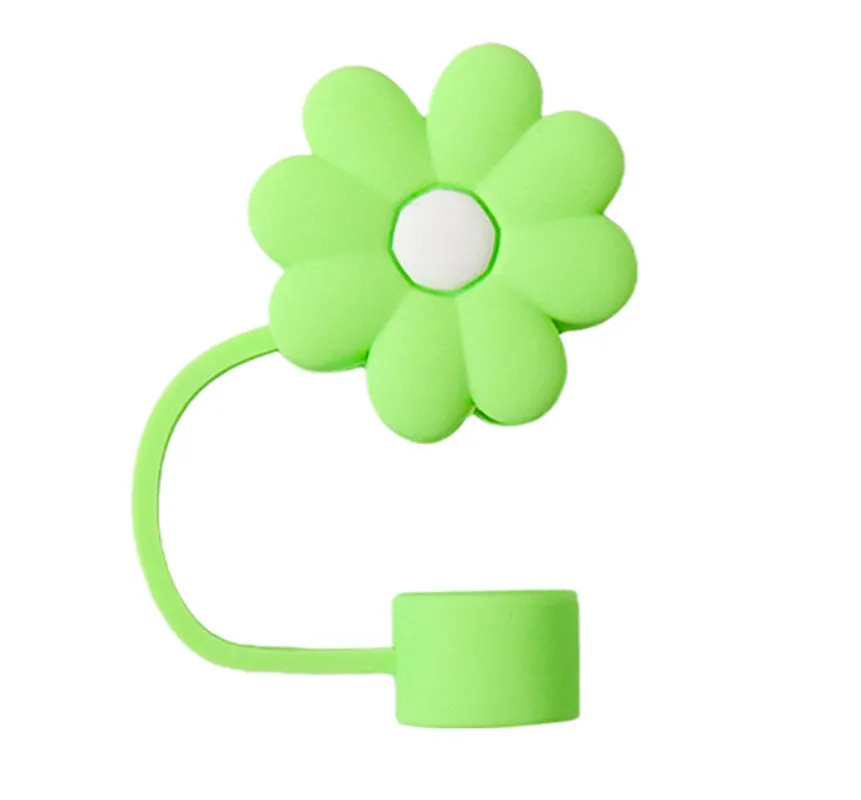 Wholesale 10mm Cute and Simple Chrysanthemum Silicone Straw Set