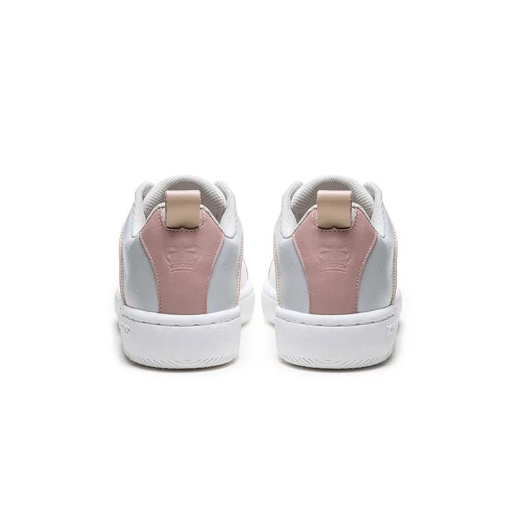 Women's Icon 2.0 White Pink Silver Logo Leather Sneakers 96543-018